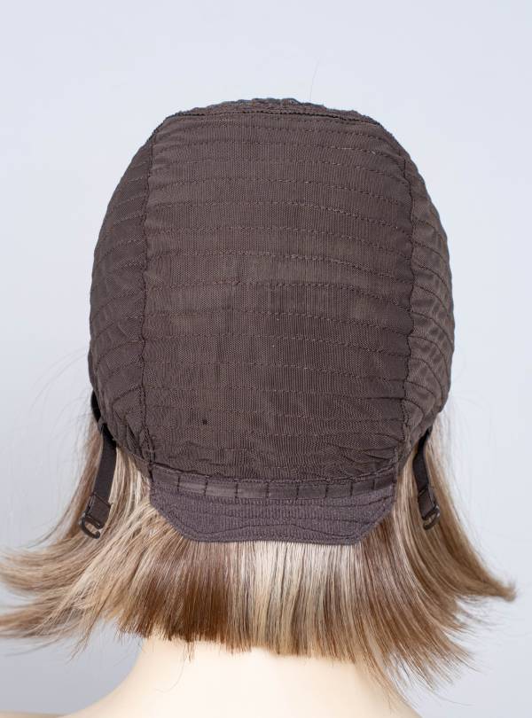 Blonde Highlight on Brown Bob Cut Small Hand Tied Synthetic Lace Wigs-SW003