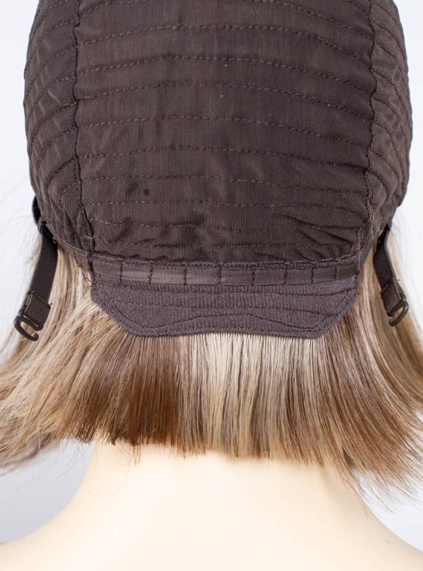 Blonde Highlight on Brown Bob Cut Small Hand Tied Synthetic Lace Wigs-SW003