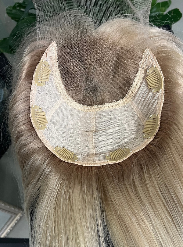 (Stock Unit) Blonde Ombre Highlights 7x8 Lace Top Toppers Chinese Virgin Hair - WL54