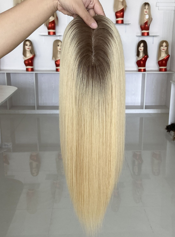 14'' Pull Through Topper Fishnet Integration Topper Brown to Blonde