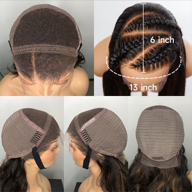 Long Wavy Yaki Texture Espresso Brown with Caramel Highlights 13x6 Lace Front Wigs - Ophair016