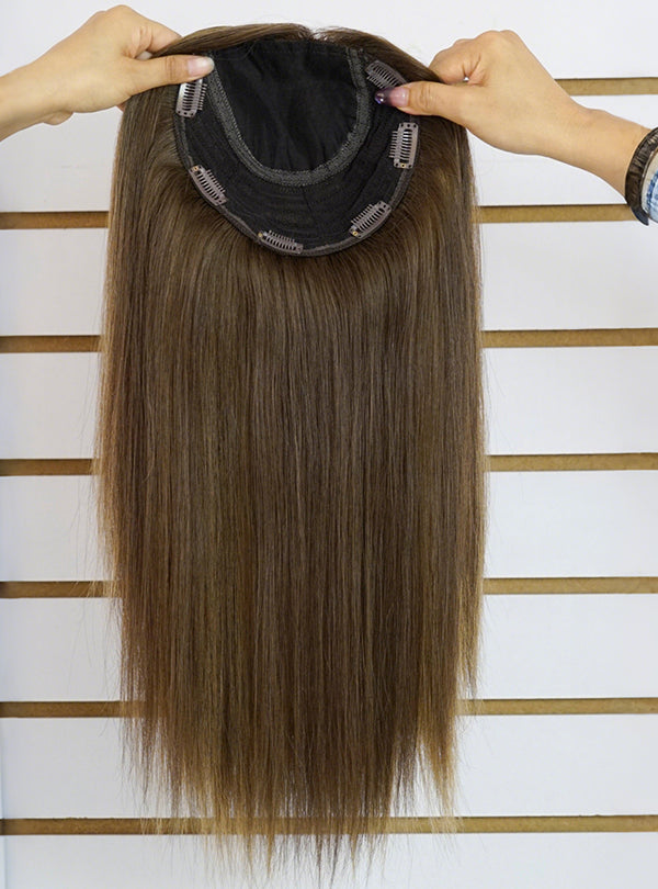 Dark Brown Balayage Toppers Chinese Virgin Hair - TLW012
