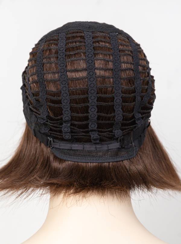 Brown Bob Cut Small Hand Tied Synthetic Lace Wigs-SW002