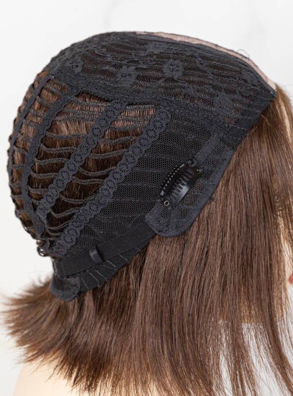 Brown Bob Cut Small Hand Tied Synthetic Lace Wigs-SW002