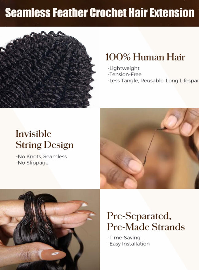 Seamless Feather Crochet Human Hair Extension Brazilian Virgin Hair
