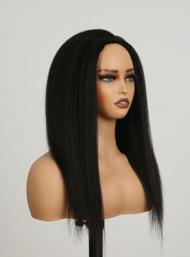 Kinky Straight Breathable Cap Half Wig - halfwig001-Brazilian Hair