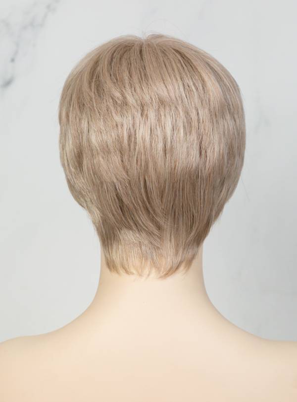 Platinum Blonde Short Cut Hand Tied Synthetic Lace Wigs-SW001