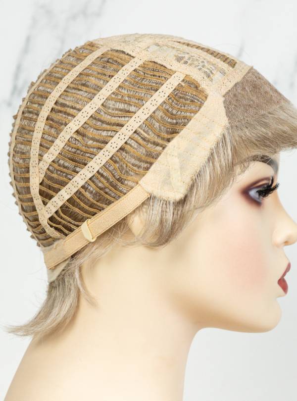 Platinum Blonde Short Cut Hand Tied Synthetic Lace Wigs-SW001