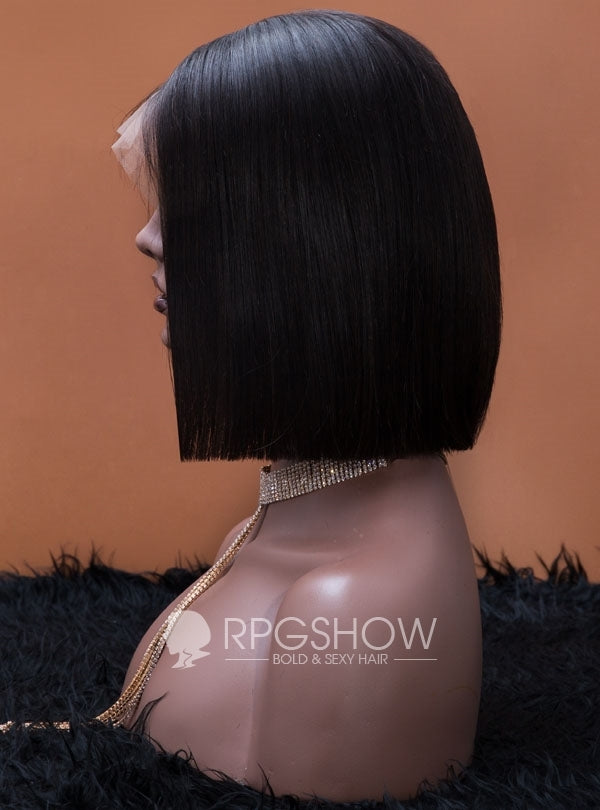 Natural Black Staight Bob Lace Front Wigs