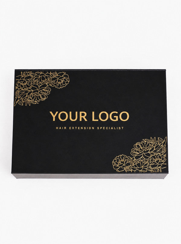 Custom Magnetic Box with Sculpted Embossing & Gold Foil Floral Design
