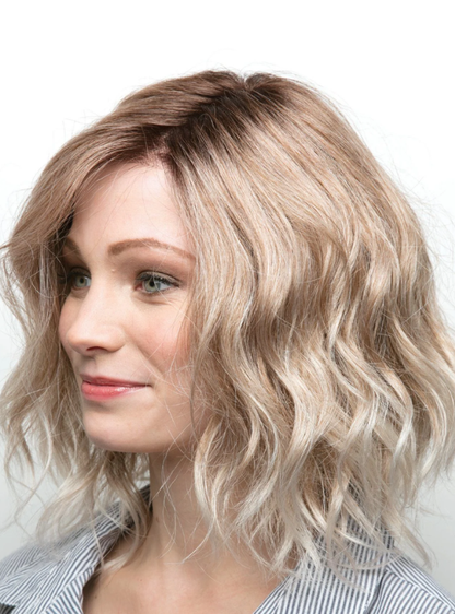 Rooted Cool Beige Blonde 6''x6'' Mono Top Filament Lace Front Synthetic Wigs-XYX06