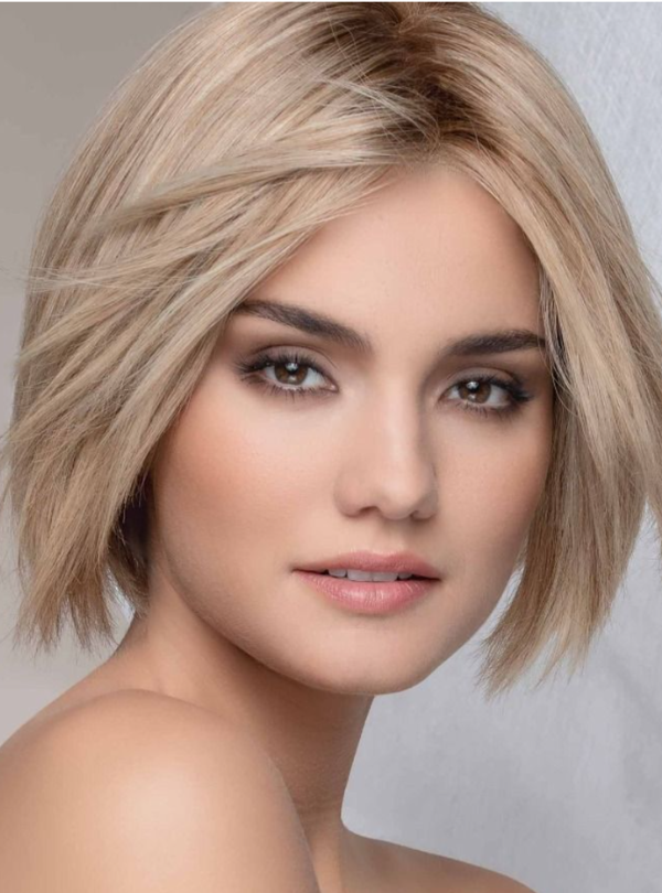 Perruque synthétique en dentelle intégrale, blond cendré beige 6''x6'', monofilament - XYX02