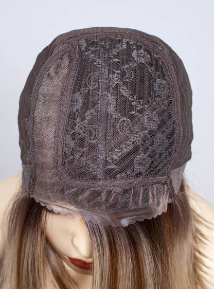 Blonde Highlight on Brown Bob Cut Small Hand Tied Synthetic Lace Wigs-SW003