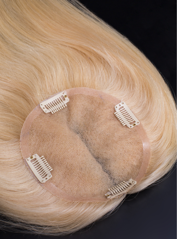 【EN STOCK】Prothèse capillaire blonde en dentelle de 35,5 cm (14 pouces) en cheveux vierges d'Afghanistan - DS01 