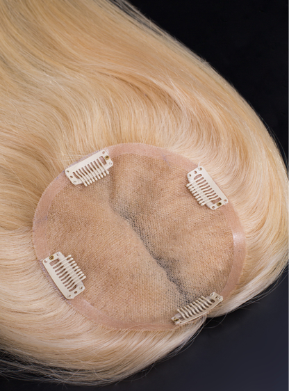 【EN STOCK】Prothèse capillaire blonde en dentelle de 35,5 cm (14 pouces) en cheveux vierges d'Afghanistan - DS01 