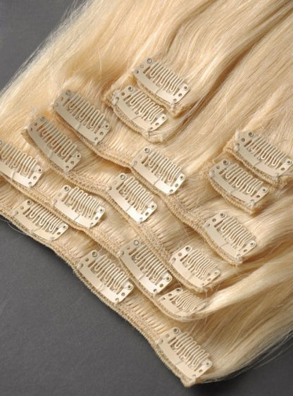 Classic Afghanistan Virgin Hair Clip In Extensions-Blonde Color