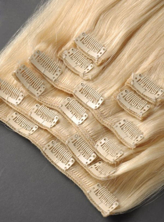 Classic Chinese Remy Hair Clip In Extensions-Blonde Color
