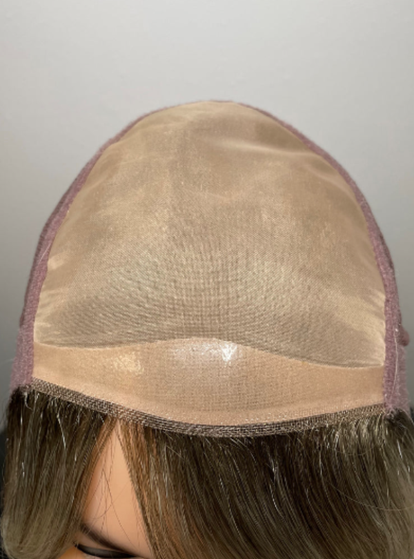 Rooted Cool Beige Blonde 6''x6'' Mono Top Filament Lace Front Synthetic Wigs-XYX06