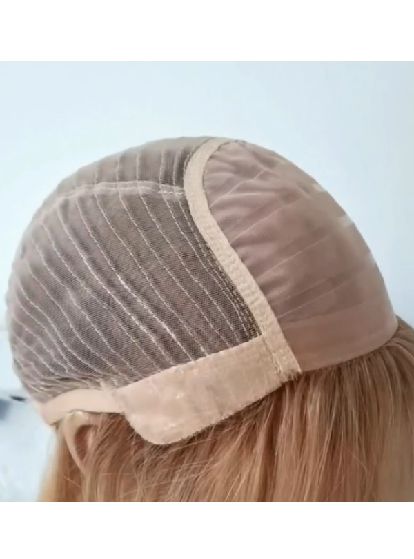 Strawberry Honey Blonde 6''x6'' Mono Top Lace Front Synthetic Wig-XYX08