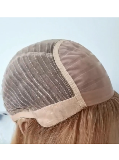 Strawberry Honey Blonde 6''x6'' Mono Top Lace Front Synthetic Wig-XYX08