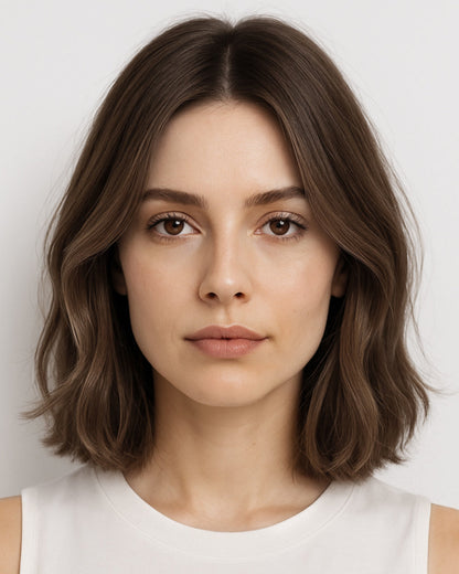 Lena | 12" Medium Brown Loose Wave Bob Glueless Swiss Lace Closure Wig - WL50