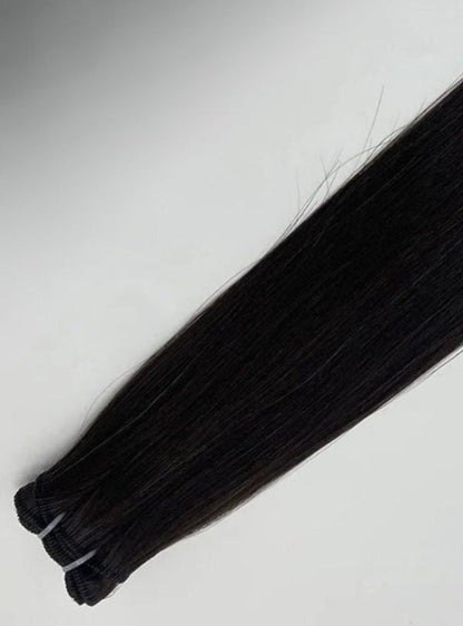 Extensions de cheveux vierges brésiliens 100 g, tissées à la machine - Couleur foncée
