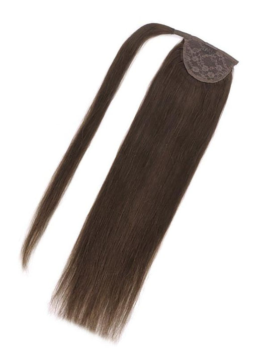 Chinese Remy Hair Wrap-Around Ponytail Extensions-Dark Color