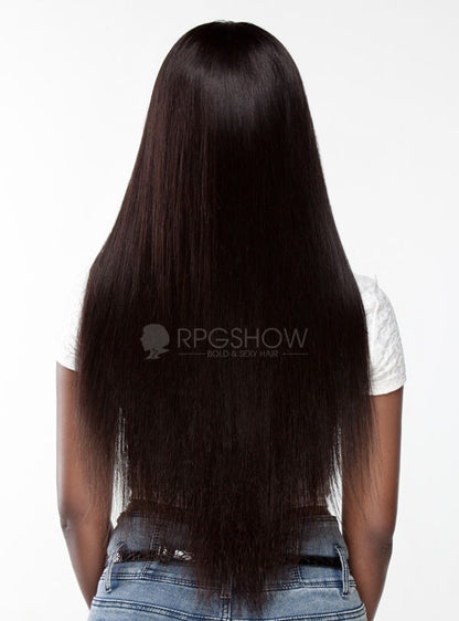 150% 13x6 Natural Black Lace Front Long Straight Wigs-LFS001
