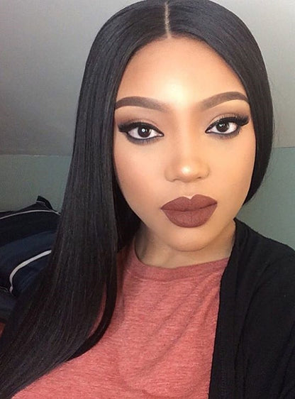 150% 13x6 Natural Black Lace Front Long Straight Wigs-LFS001