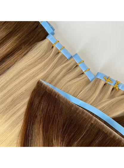 Ombre / Highlight Color: 50g Invisible Skinweft Tape In Weft Extensions
