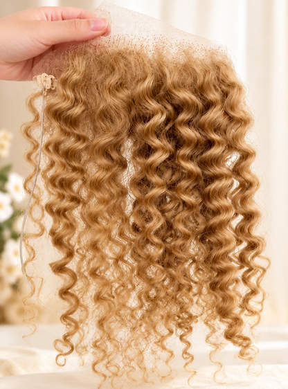 Water Wave Golden Honey Blonde 1.5'' x 10.5'' Frontal Topper / Hairline Topper 10#DS