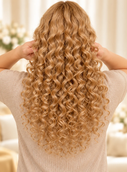 Water Wave Golden Honey Blonde 1.5'' x 10.5'' Frontal Topper / Hairline Topper 10#DS