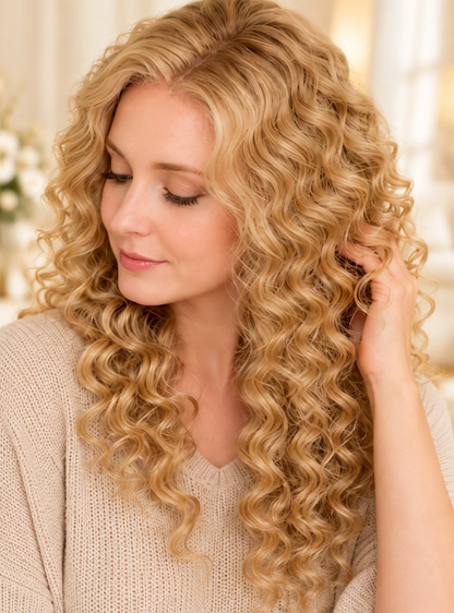 Water Wave Golden Honey Blonde 1.5'' x 10.5'' Frontal Topper / Hairline Topper 10#DS