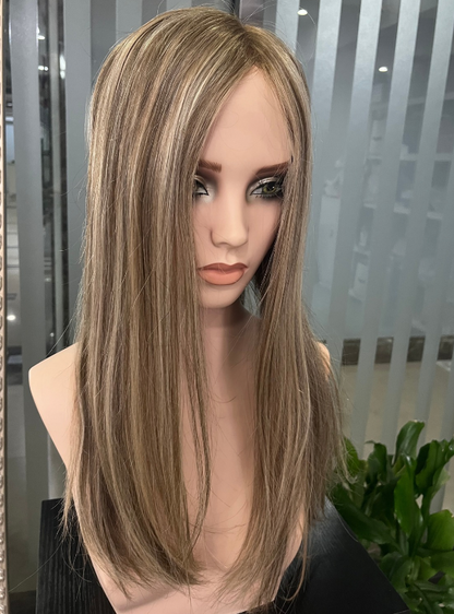(Stock Unit) Ash Blonde Highlights 7x8 Lace Top Toppers Chinese Virgin Hair - WL58