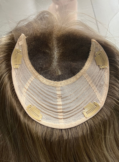 (Stock Unit) Ash Blonde Highlights 7x8 Lace Top Toppers Chinese Virgin Hair - WL58
