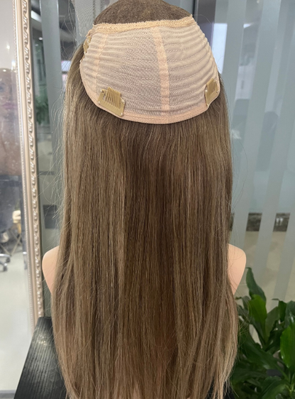 (Stock Unit) Ash Blonde Highlights 7x8 Lace Top Toppers Chinese Virgin Hair - WL58