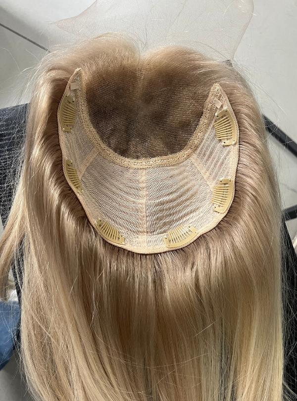 (Stock Unit) Blonde Ombre Highlights 7x8 Lace Top Toppers Chinese Virgin Hair - WL54