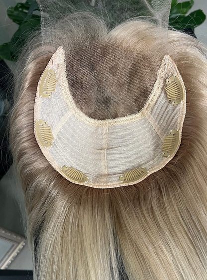 (Stock Unit) Blonde Ombre Highlights 7x8 Lace Top Toppers Chinese Virgin Hair - WL54