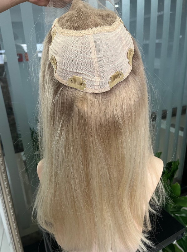 (Stock Unit) Blonde Ombre Highlights 7x8 Lace Top Toppers Chinese Virgin Hair - WL54
