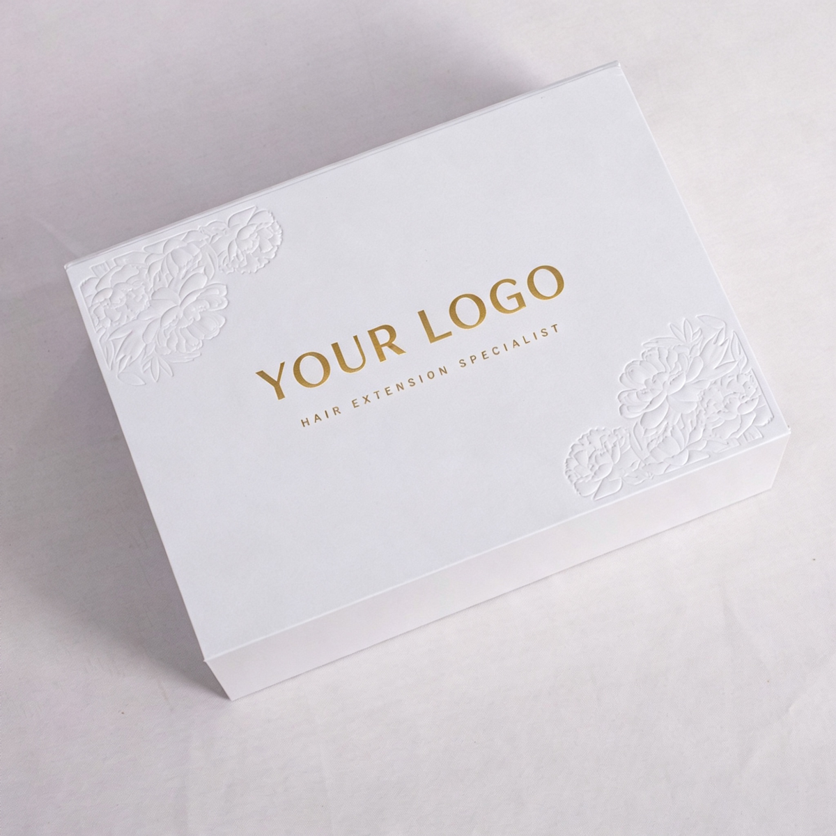 Custom Magnetic Box with Sculpted Embossing for Hair Extensions