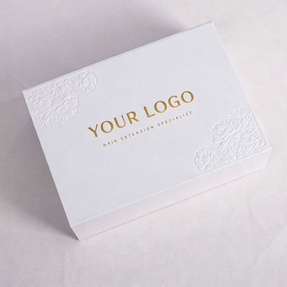 Custom Magnetic Box with Sculpted Embossing for Hair Extensions