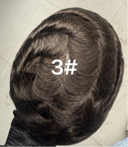 [Stock Unit] French Lace with Window-Shape Skin Base - Men's Toupee Hair System