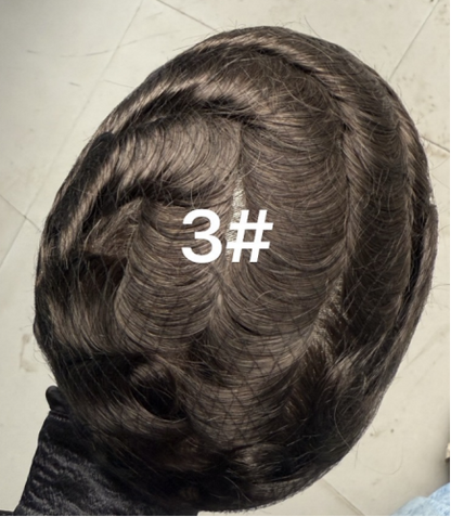 [Stock Unit] French Lace with Window-Shape Skin Base - Men's Toupee Hair System