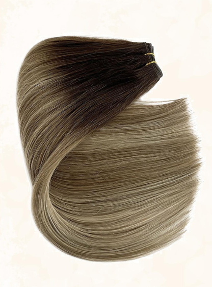Ombre / Highlight Color: Chinese Virgin Hair 100g Hand-Tied Weft Extensions