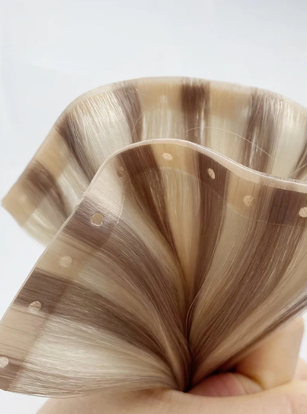 Ombre / Highlight Color: Afghanistan Virgin Hair Invisible Hole PU Butterfly Weft Extension