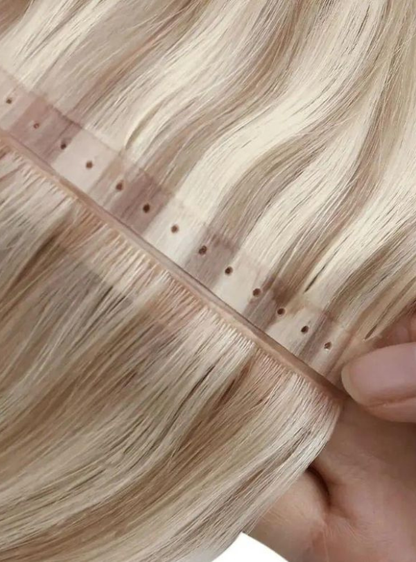 Ombre / Highlight Color: Afghanistan Virgin Hair Invisible Hole PU Butterfly Weft Extension