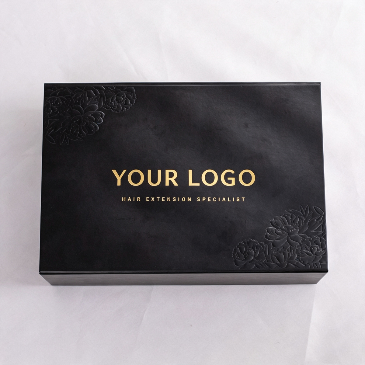 Custom Magnetic Box with Sculpted Embossing for Hair Extensions