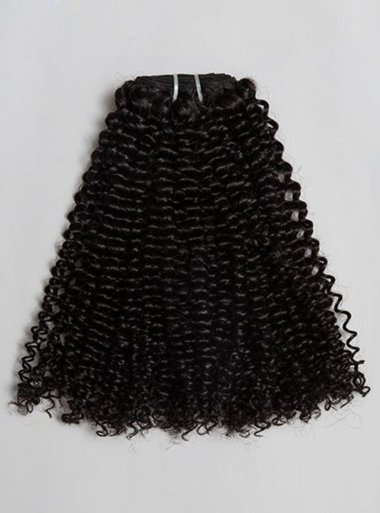 Natural Curly Wefted Hair (3b/3c) Machine Made Weft / Bundle / Weave Extensions / Brazilian Virgin Hair