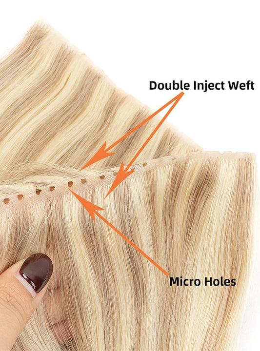 Invisible Hole PU Weft Extension Afghanistan Virgin Hair - Light Color