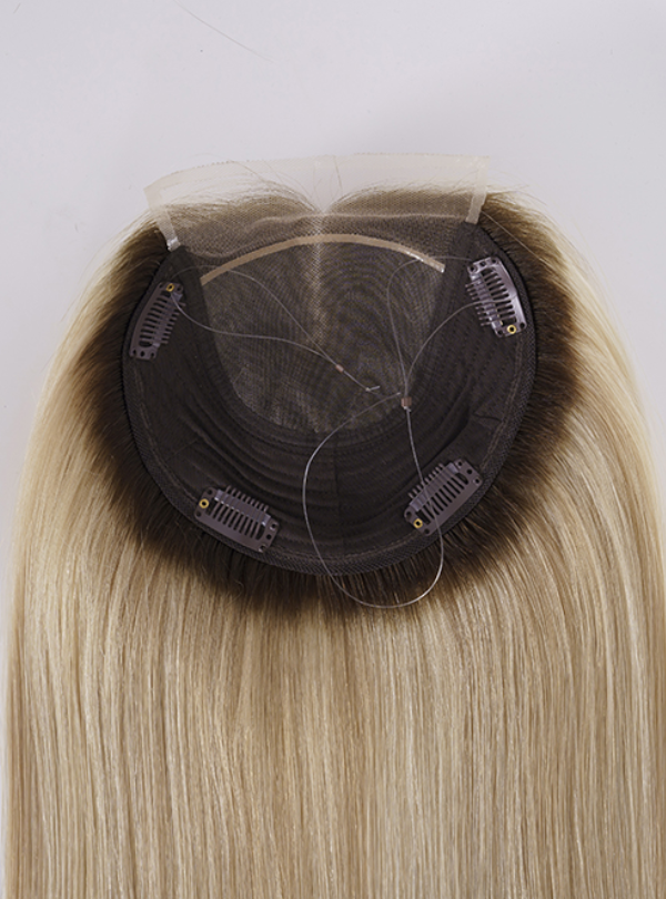[Stock Unit] 6.5'' x 7'' Mono Top Topper Top Chinese Virgin Hair #Almond Frost